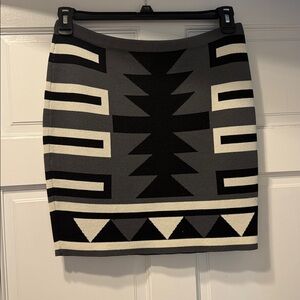 RACHEL Rachel Roy Black and Gray Geometric Skirt
